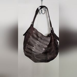 Vin Baker Leather Brown/ Gray Shoulder Bag Made In USA